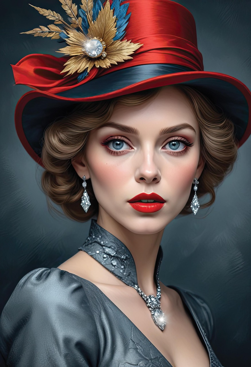 woman, lady, hat, female, model, glamour, fashion, jewelry, portrait